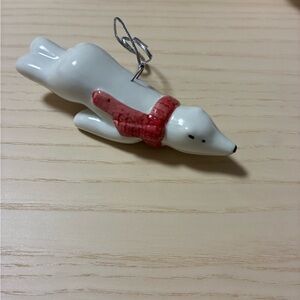 Crate&Barrel 5 White Ceramic Polar Bear Ornaments